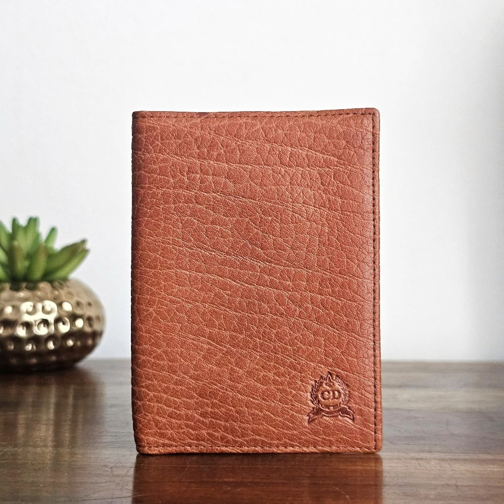 Rare Christian Dior Vintage Pebbled Leather Bifold Wallet Made in Spain CD Logo